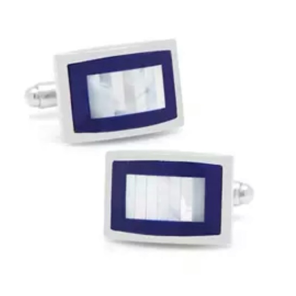 Ox & Bull Mother of Pearl and Lapis Blue Key Cufflinks New In Box‎ Never Worn - Picture 2 of 7